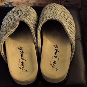 Free People Woven Gray Mules